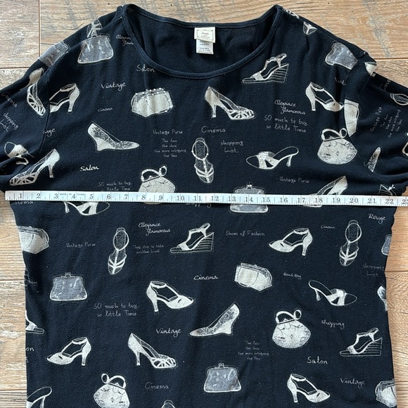 Jess & Jane 3/4 Sleeve Cotton Fashion Shoes & Purses Top, Women’s size 1X - Picture 5 of 6